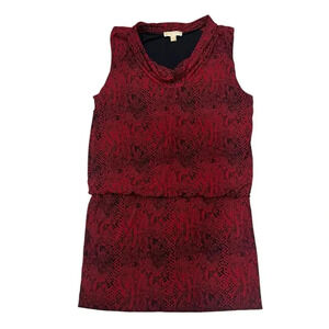 Michael Michael Kors Red Snakeprint Sleeveless Blouson Dress XL